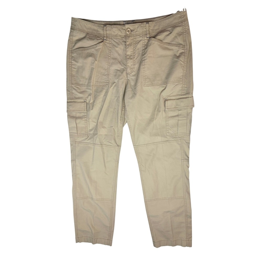 LL Bean Favorite Fit Cargo Pants Womens 12 Reg Khaki Tan Cotton Stretch 505026